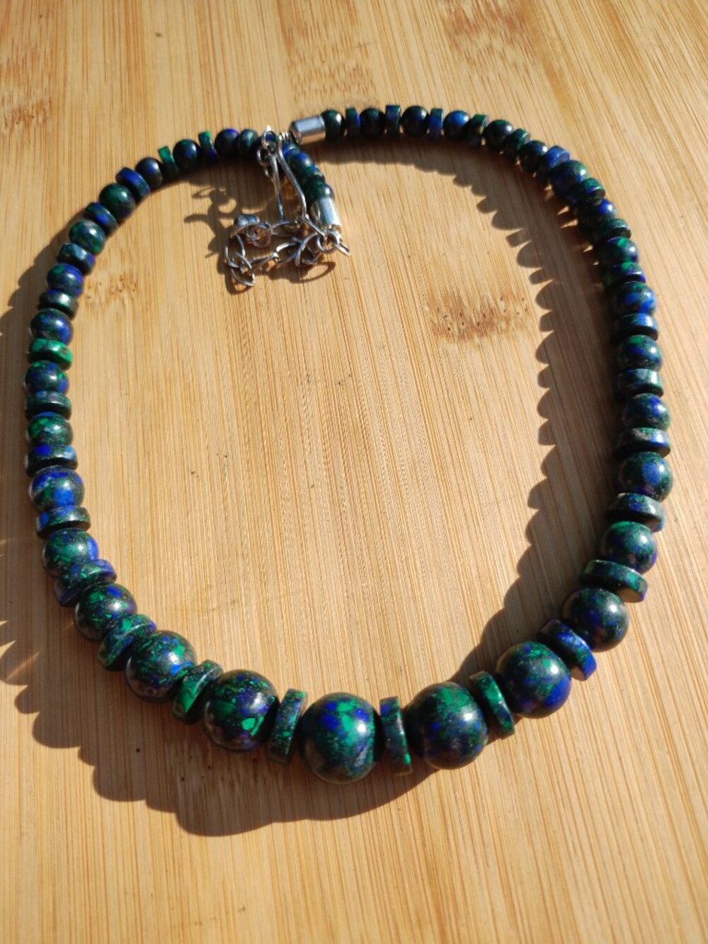 Jay King DTR 925 Sterling Silver Azurite Malachite Graduated Bead Necklace 18" - Picture 4 of 11